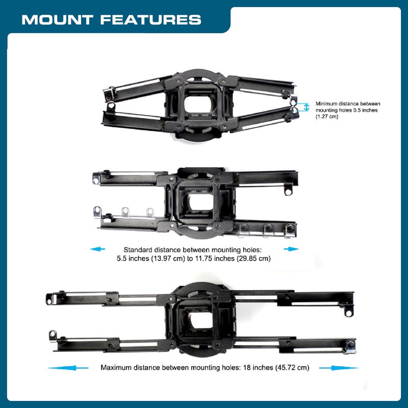 QualGear Pro-AV QG-KIT-CA-3IN-B Single Joist Ceiling Adapter, 3" 1.5" Projector Mount Kit Accessory, Black - Image 3
